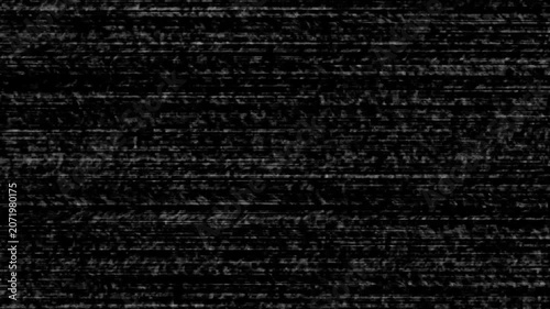 Contrast black and white digital static noise with intense horizontal signal interference lines