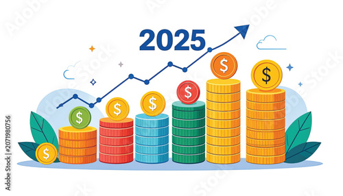 Increasing stacks of coins money growth.