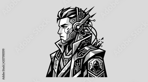 Fotografía Futuristic cyberpunk man character