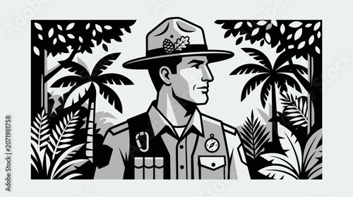Photos Park ranger in nature illustration