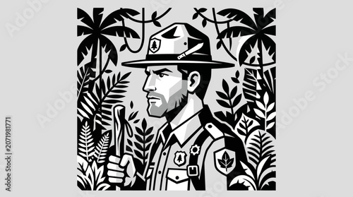 Φωτογραφία Park ranger in tropical jungle