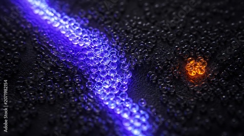 Abstract Blue Light Streaks Over Dark Textured Surface.