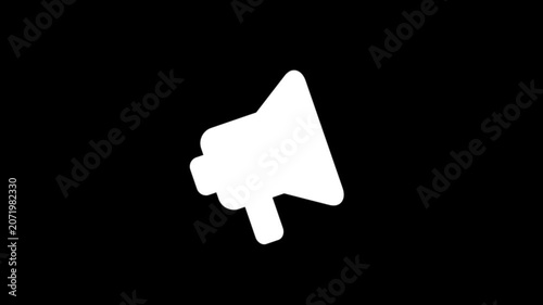 White megaphone icon with sound waves symbolizing an announcement or important communication