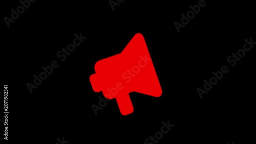 red megaphone icon with sound waves symbolizing an announcement or important communication