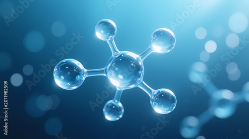 Crystal blue molecular structure model