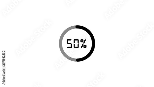 Progress loading bar circle orange animation 0-100 percent on white background. Loading neon circles icon on background video,