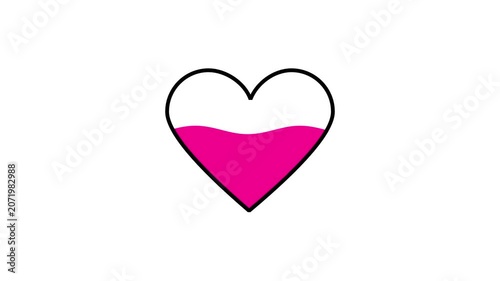 Animated pink color filling inside heart shape