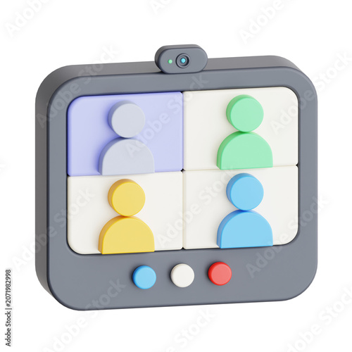 3D Video Conference Icon for Virtual Meetings and Remote Work