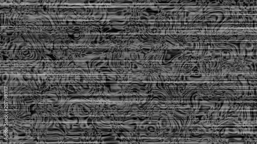 Abstract monochrome liquid swirl pattern with horizontal digital interference lines background