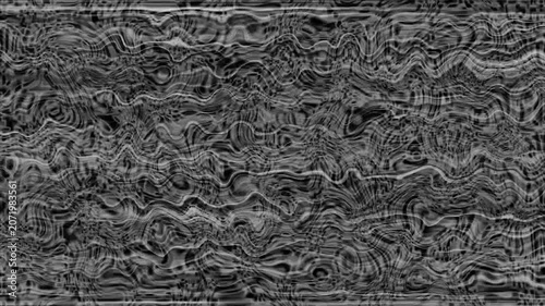 Wavy monochrome liquid distortion pattern with horizontal glitch lines and dark abstract textures