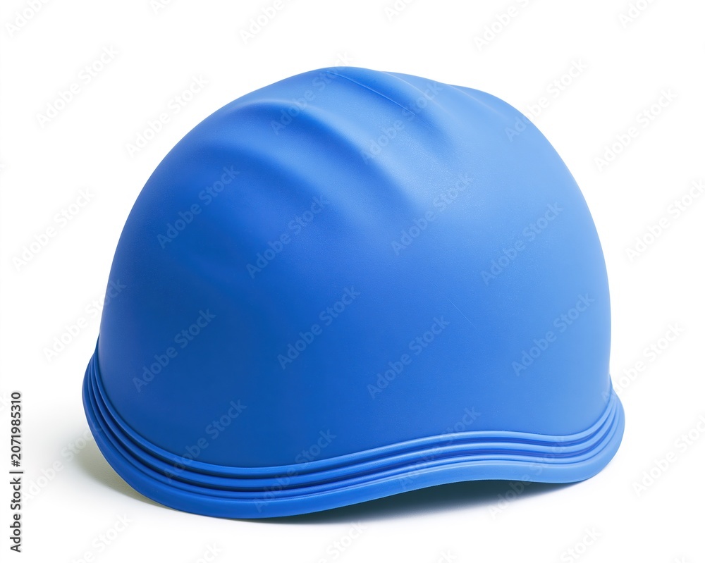 Fototapeta premium Blue Hard Hat with Ribbed Band, Side View