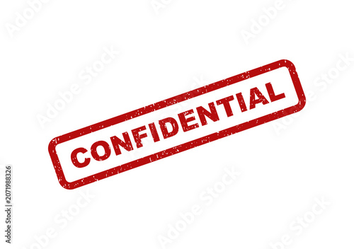 Red confidential rubber stamp impression on a simple document page