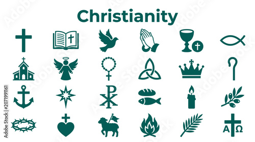 Fotografía Christianity symbols collection diverse religious icons representing faith spiri