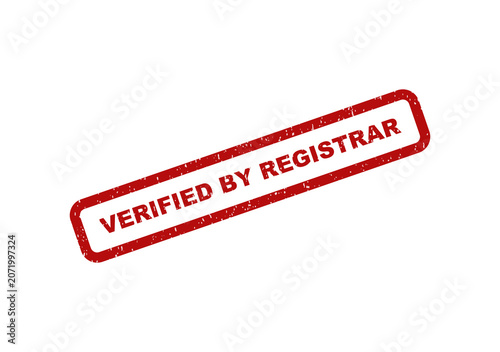 Canvas Print Red rubber stamp impression with the text verified by registrar