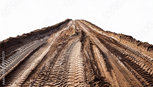 muddy off road path with deep tire marks isolated on white background cutout background