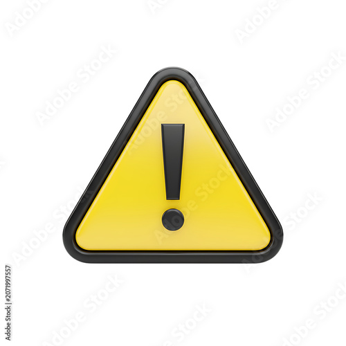 Yellow triangular hazard warning icon with black border and exclamation mark, isolated on transparent background