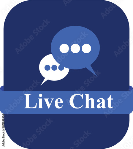 Live chat icon vector template, online customer support speech bubble badge, flat web UI element