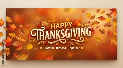 Happy thanksgiving wishes with autumn leaves
