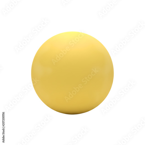 Simple yellow matte 3D sphere isolated on transparent background, a basic geometric shape for design.