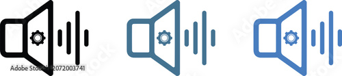 Quadro su tela Audio sound speaker icons with gear settings symbol for digital interface and vo