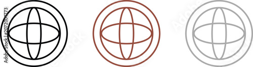 Cuadro en lienzo Abstract globe icons with different line thickness and styles for web design and