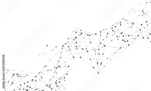 Abstract network nodes connected in a web structure. Futuristic plexus design with linked particles and geometric lines. Vector illustration isolated on white background.