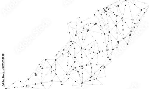 Abstract network nodes connected in a web structure. Futuristic plexus design with linked particles and geometric lines. Vector illustration isolated on white background.