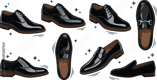 Fotografía Men’s Formal Dress Shoes Collection with Oxford Loafer Derby and Brogue Footwear