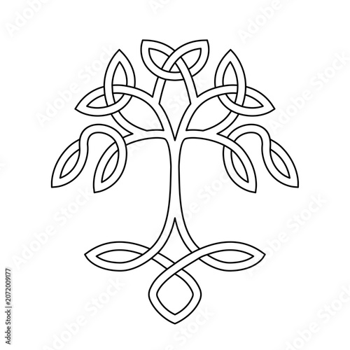 Ancient Celtic Tree of Life Symbol with Interlaced Branches Vector