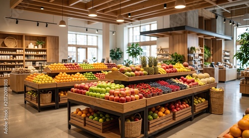 Abundant Fresh Produce Display in a Modern Grocery Store.