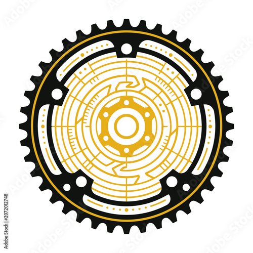 Technical cogwheel circular machinery icon.
