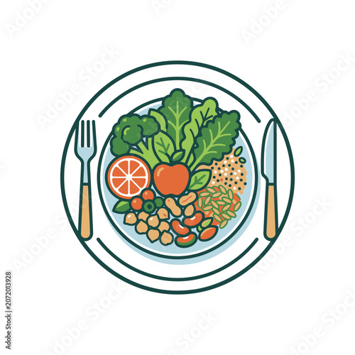 Healthy vegetable salad and grain bowl.