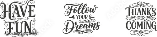 Elegant hand lettered typography quotes collection for events and merchandise