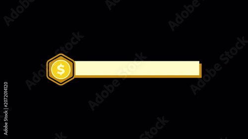 Corporate Finance Title Bar Animation with Currency Badge on Transparent Background