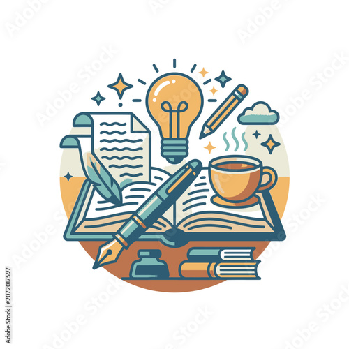Creative writing and ideas concept illustration