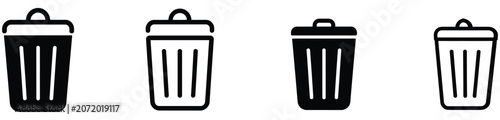 Photography Trash Bin Icon Collection Representing Delete Remove Recycle Discard and File Ma