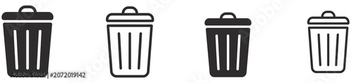 Obraz na plátně Delete Icon Set Featuring Trash Bin Trash Can and Delete Button Symbols for User