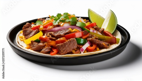 authentic isolated mexican beef fajita on a cutout white background
