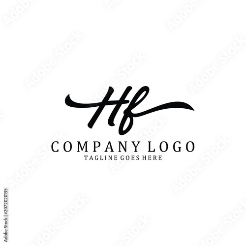 Hand Write H and F logo design