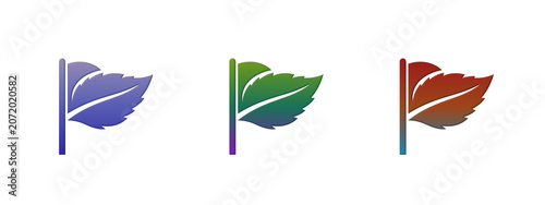 Set of colorful leaf flag icons for eco friendly design