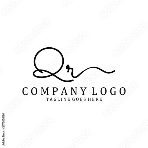 Hand Write Q and R logo design