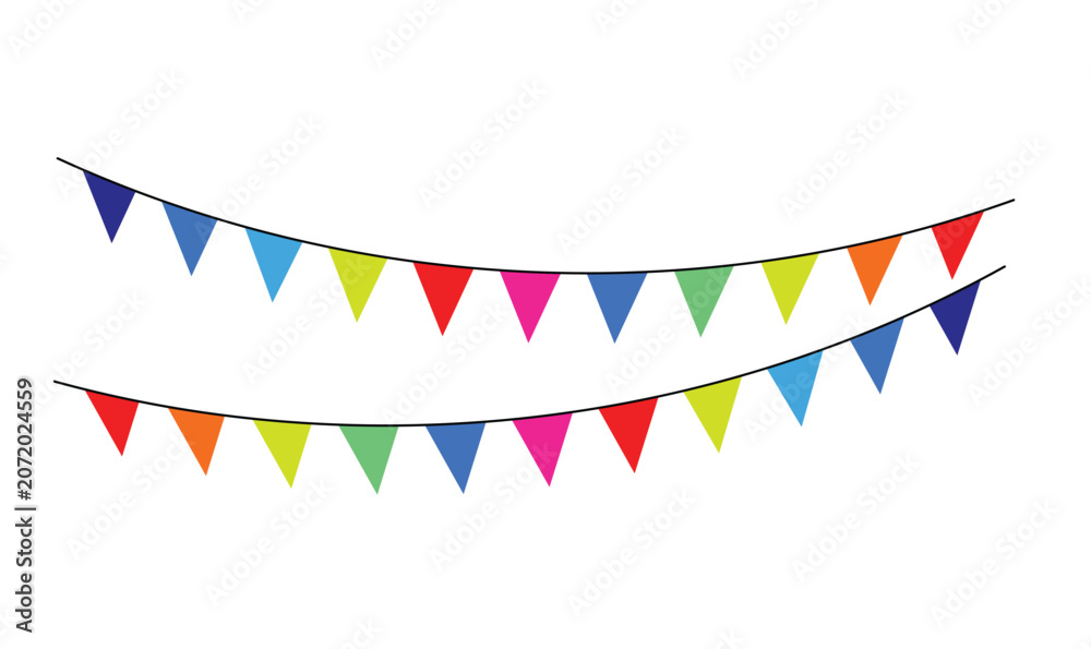 Obraz premium bunting flag decoration, Party flag garland, Colorful celebration pennant