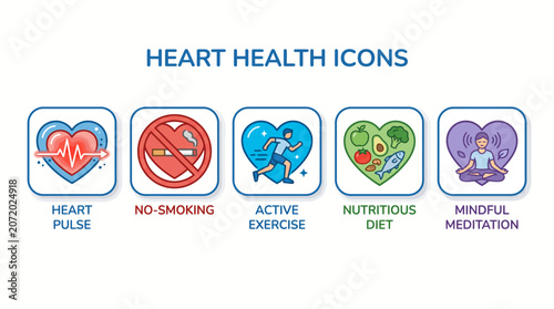 Comprehensive Visual Guide Illustrating Essential Lifestyle Habits for Maintaining Optimal Cardiovascular Wellness and Heart Disease Prevention