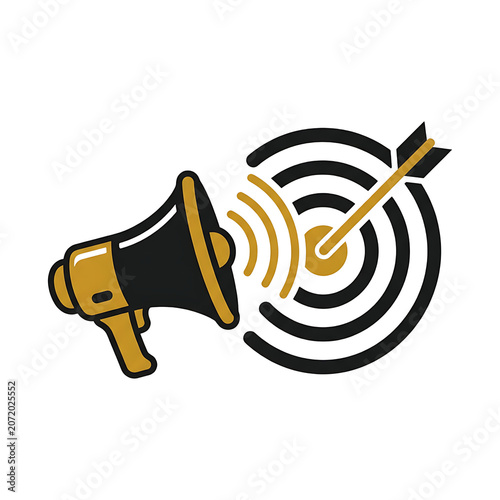 Targeted Marketing Strategy and Business Advertising Concept with Megaphone and Bullseye Icon