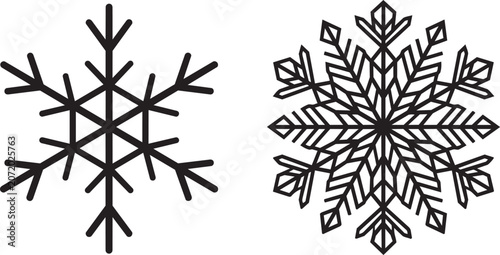 Cuadro en lienzo Minimalist Snowflake Silhouettes Vector Icons – Winter Holiday Design