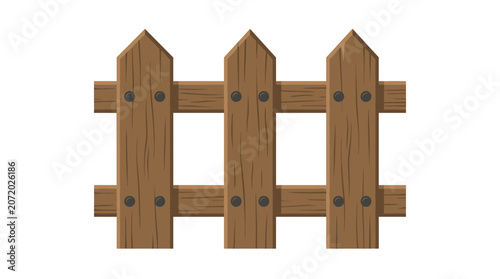 Wooden fence with pointed pickets illustration