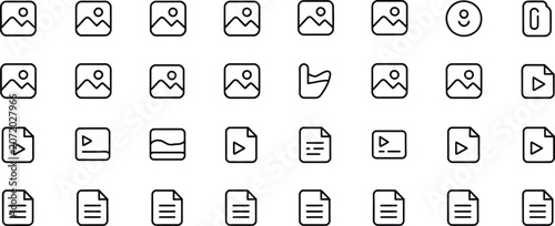 Photos Image and Media File Icon Set Picture Thumbnail Photo Gallery Outline UI Buttons