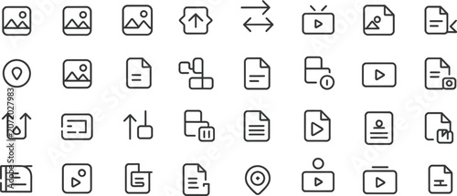 Photos Image and Media File Icon Set Picture Thumbnail Photo Gallery Outline UI Buttons