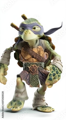 Full Body Ninja Sea Turtle on White Background generative ai