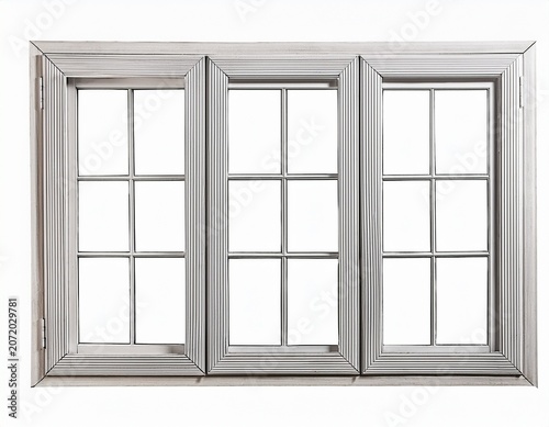 white triple pane window frame isolated on a white background